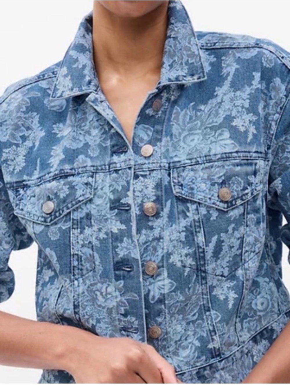 Gap x LoveShackFancy Floral Icon Denim Jacket - Size XL - NWT